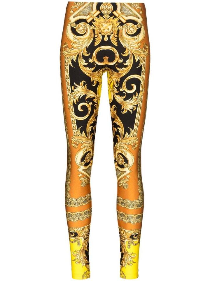 Versace Baroque Print Leggings - Brown