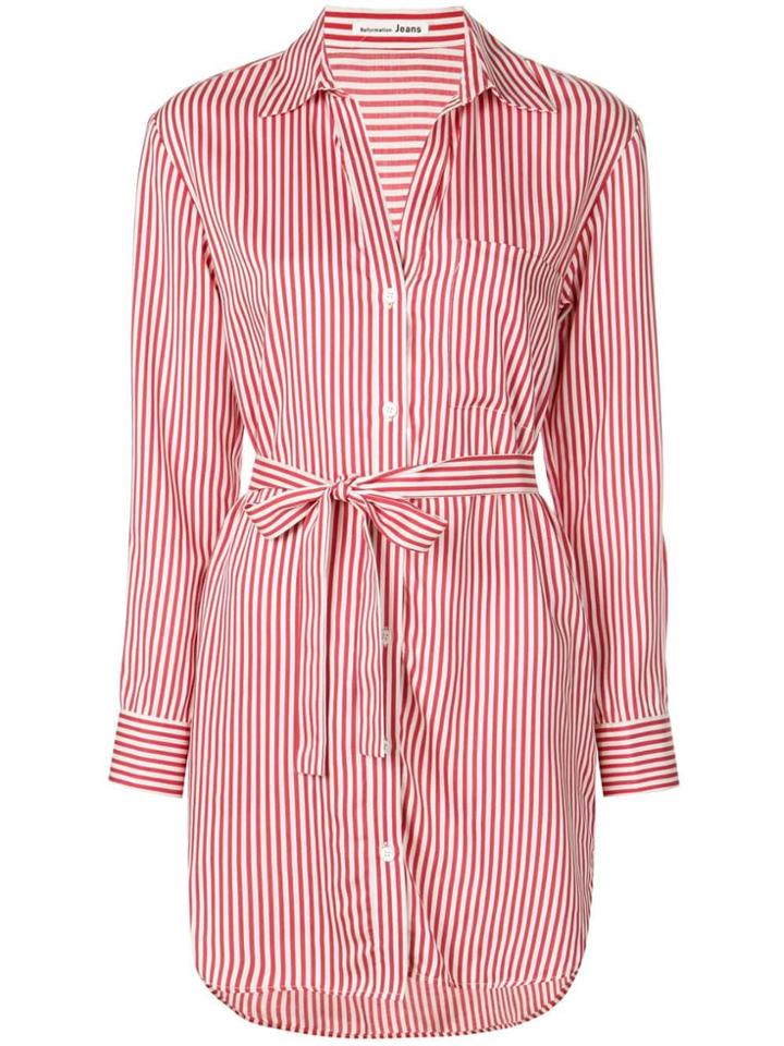 Reformation Nairobi Striped Shirt Dress - Red