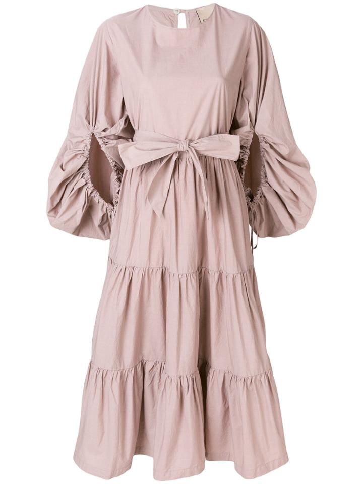 Erika Cavallini Frilled Belted Dress - Pink & Purple