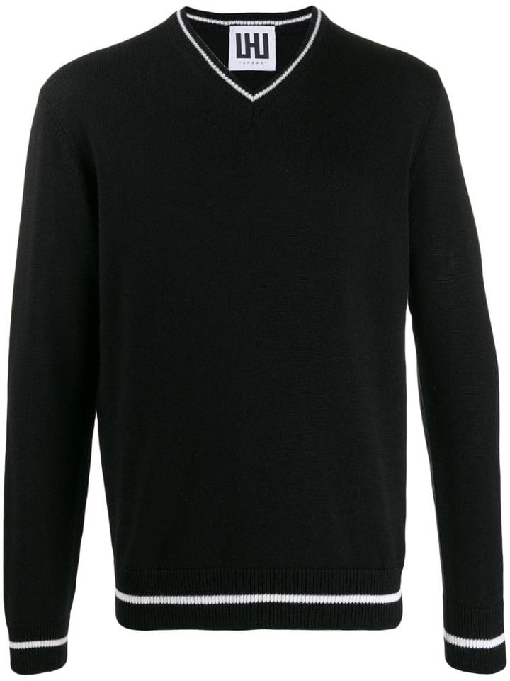 Les Hommes Urban Contrast Trim Jumper - Black