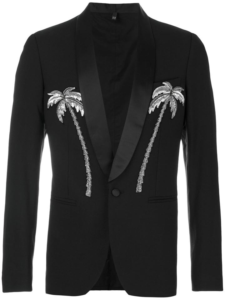 Christian Pellizzari Palm Tree Embroidered Blazer - Black