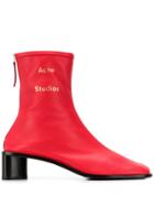 Acne Studios Gold-tone Logo Sock Boots - Red