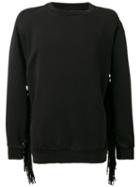 Palm Angels - Psychedelic Fringed Sweatshirt - Men - Cotton/leather - M, Black, Cotton/leather