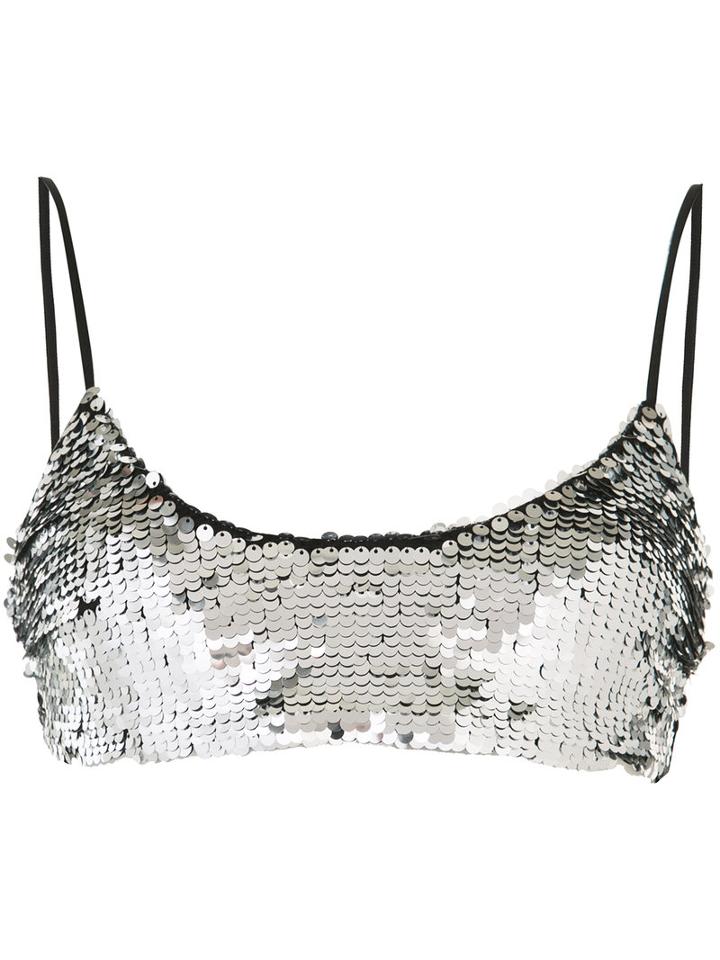 Off-white - Sequined Cropped Top - Women - Silk/viscose/sequin - S, Women's, Grey, Silk/viscose/sequin