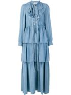 Sonia Rykiel Ruffled Dress, Women's, Size: 38, Blue, Tencel