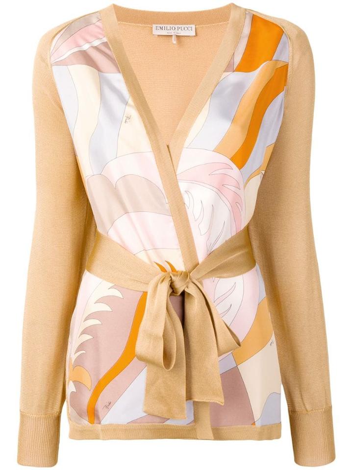 Emilio Pucci Acapulco Print Silk-twill Insert Cardigan - Neutrals