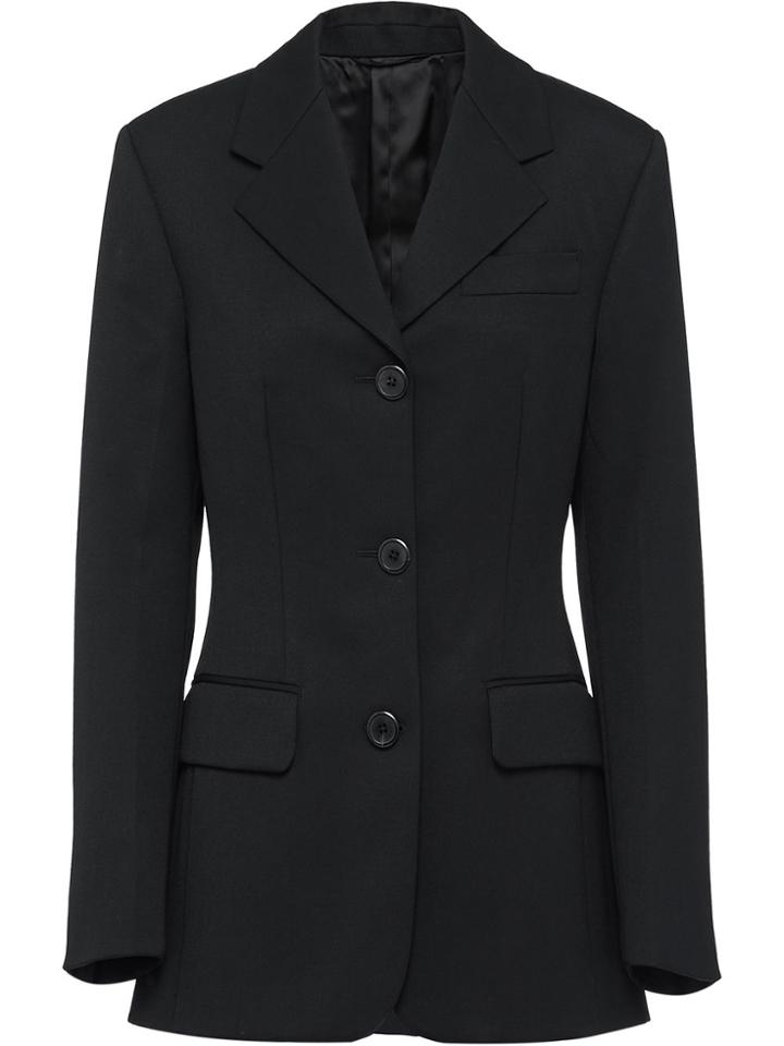 Prada Fitted Single Breasted Blazer - Black