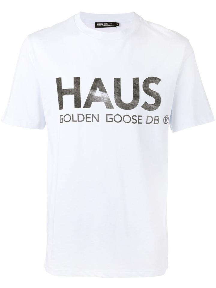 Haus By Ggdb Logo Print T-shirt, Men's, Size: Large, White, Cotton