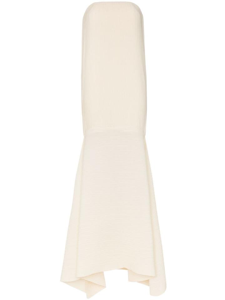 Solace London Rhine Pleated Mermaid Hem Strapless Dress - Neutrals