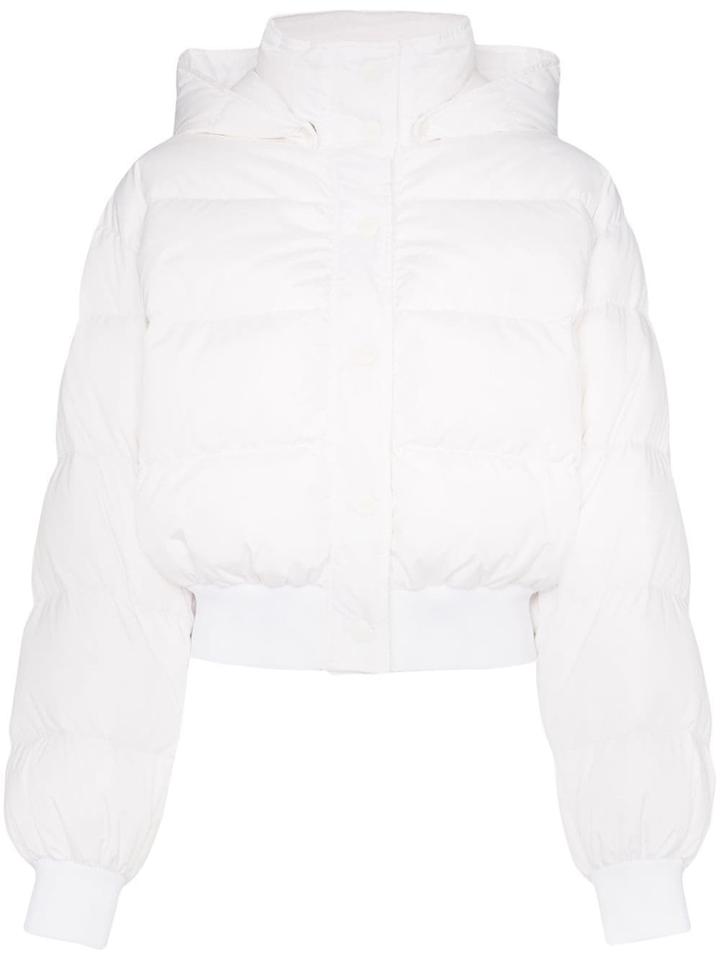Msgm Logo Print Hooded Puffer Jacket - White