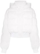 Msgm Logo Print Hooded Puffer Jacket - White