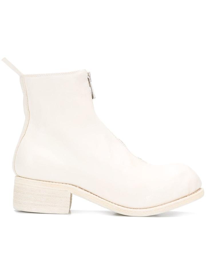 Guidi Zip Front Ankle Boots - White