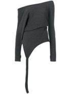 Paco Rabanne Ribbed Off-the-shoulder Top - Grey