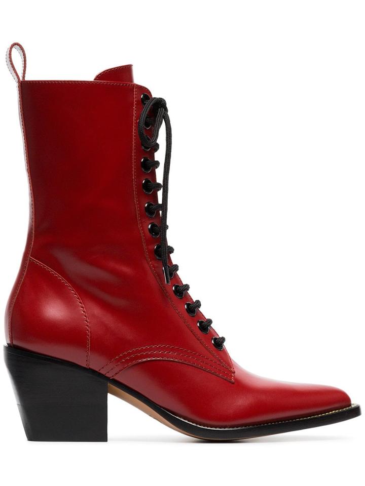 Chloé Red Rylee Medium 60 Leather Boots