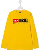 Diesel Kids Contrast Logo Sweatshirt - Yellow