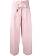 Erika Cavallini Tied High Waisted Trousers, Women's, Size: 44, Pink/purple, Cotton/spandex/elastane