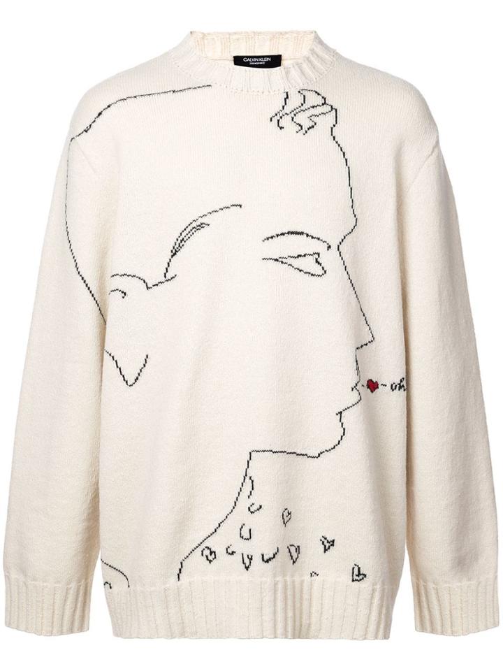 Calvin Klein 205w39nyc Silhouette Embroidered Sweater - Neutrals