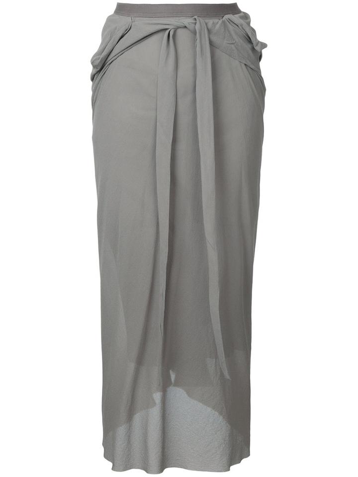 Rick Owens Tie Front Skirt, Women's, Size: 42, Grey, Silk