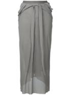 Rick Owens Tie Front Skirt, Women's, Size: 42, Grey, Silk
