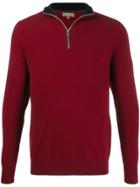 N.peal The Carnaby Half Zip Cashmere Sweater - Red