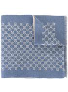 Gucci Logo Pattern Knit Scarf - Blue