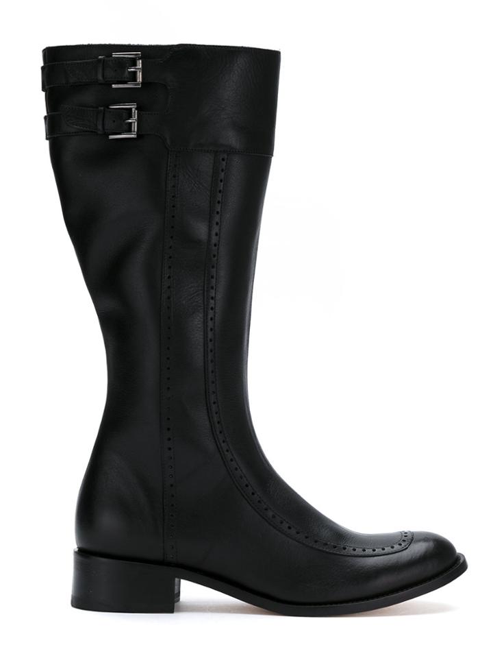 Sarah Chofakian Leather High Ankle Boots - Black