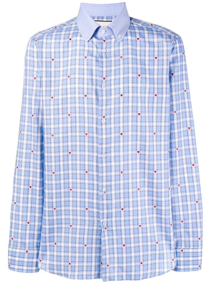 Gucci Embroidered Hearts Shirt - Blue