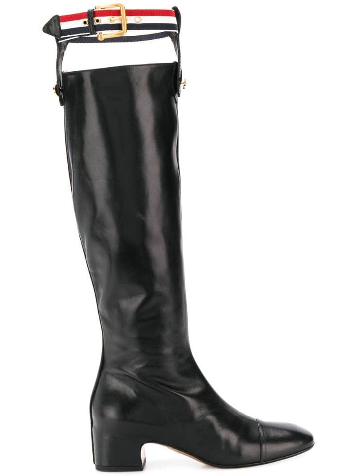 Thom Browne Rwb Suspender Knee High Boot - Black