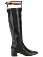 Thom Browne Rwb Suspender Knee High Boot - Black