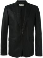 Saint Laurent Tonal Pinstripe Jacket, Men's, Size: 50, Black, Polyester/cotton/silk