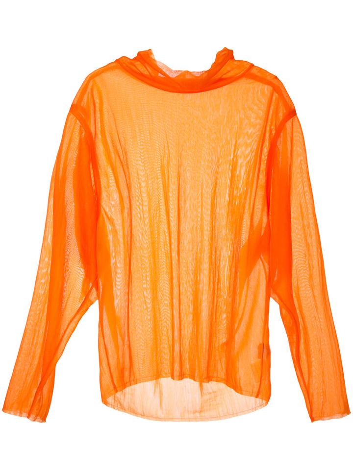 G.v.g.v. - Sheer Jersey High Neck Top - Women - Nylon - 34, Women's, Yellow/orange, Nylon