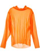 G.v.g.v. - Sheer Jersey High Neck Top - Women - Nylon - 34, Women's, Yellow/orange, Nylon