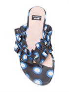 Boutique Moschino Polka Dot Ruffled Thong Sandals - Blue
