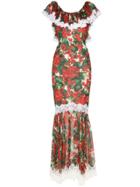 Dolce & Gabbana Portofino-print Fishtail Gown - Red