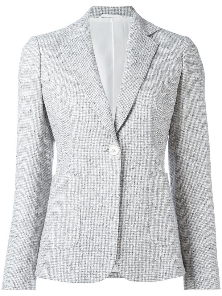 Kiton Two Button Blazer, Women's, Size: 42, White, Linen/flax/polyamide/silk