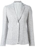 Kiton Two Button Blazer, Women's, Size: 42, White, Linen/flax/polyamide/silk