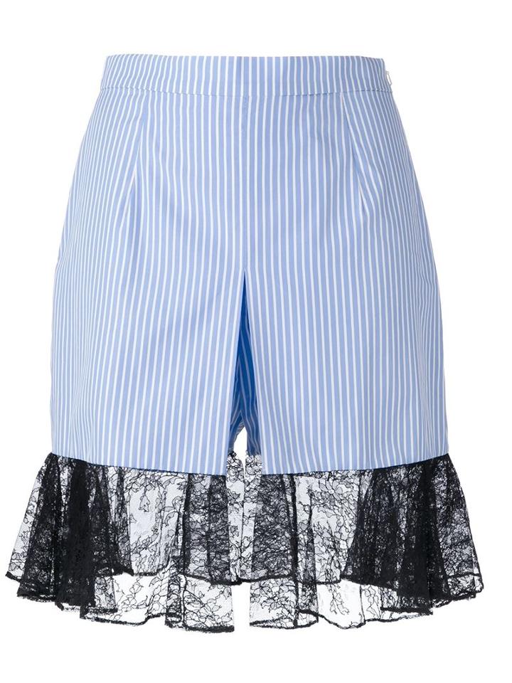J.w. Anderson Pinstriped Lace Hem Shorts