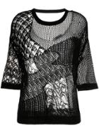 Diesel Panelled Semi Sheer Top - Black