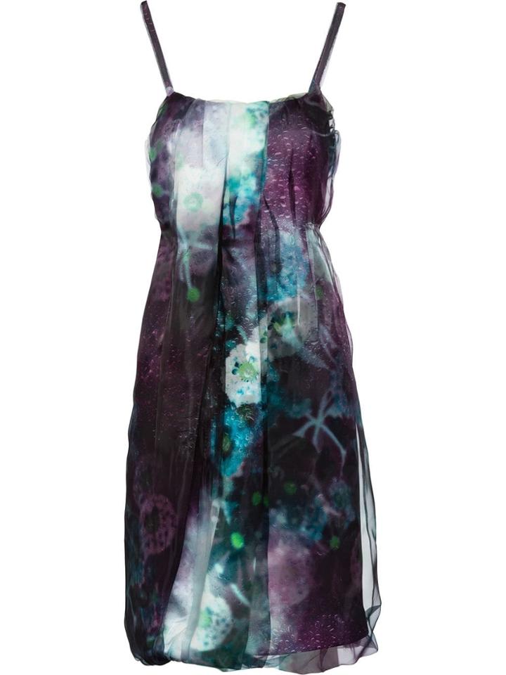 Prada Printed Midi Dress - Purple