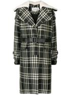 Self-portrait Checked Coat - Black