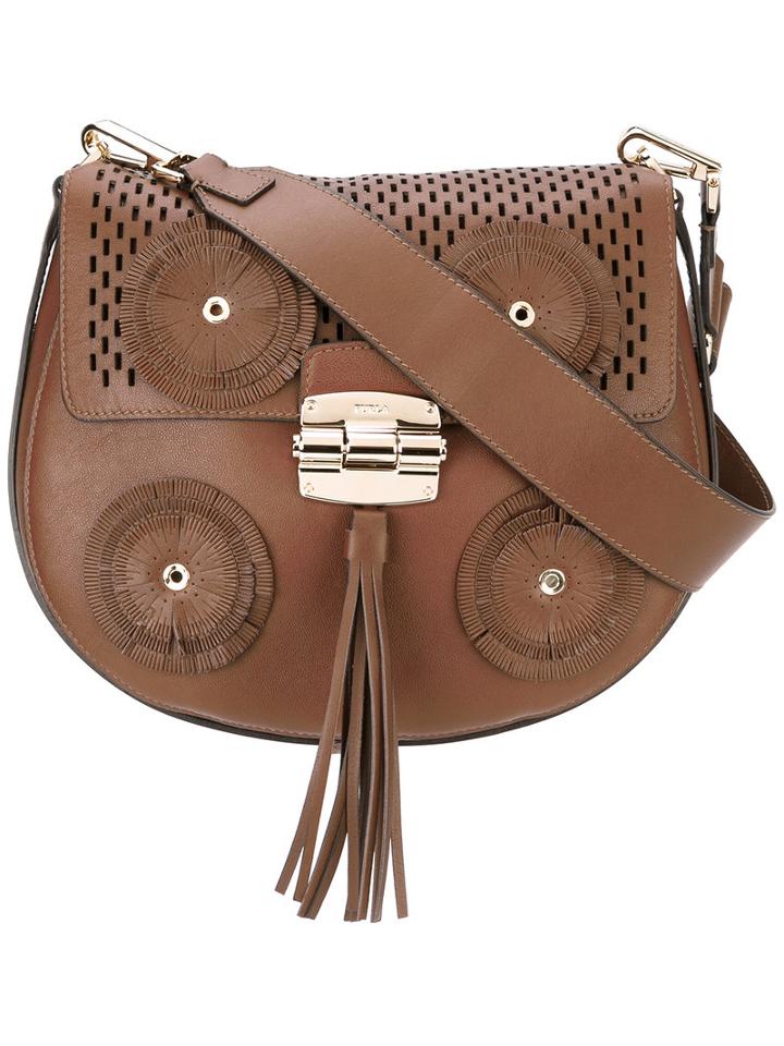 Furla - Fringed Detail Satchel - Women - Calf Leather - One Size, Women's, Brown, Calf Leather