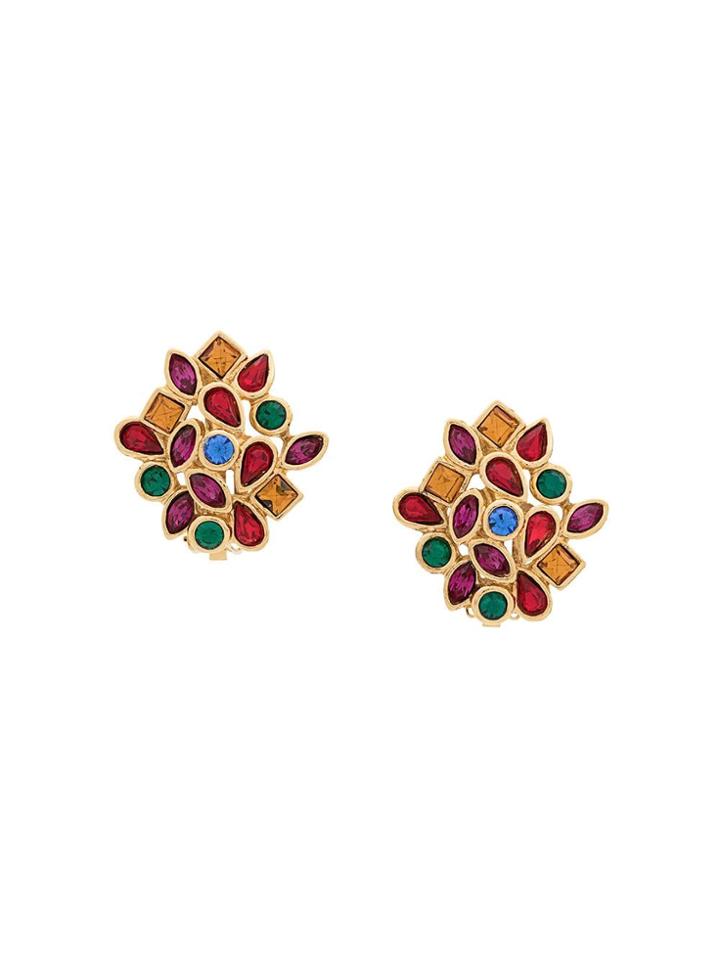 Yves Saint Laurent Pre-owned Embellished Button Earrings - Gold