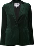 Frame Denim Velvet Effect Blazer, Women's, Size: Medium, Green, Polyester/cotton/spandex/elastane/lyocell
