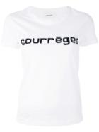 Courrèges Logo Print T-shirt, Women's, Size: 2, White, Cotton/vinyl