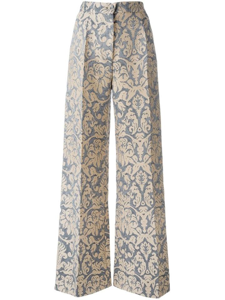 Erika Cavallini Jacquard Palazzo Pants, Women's, Size: 38, Nude/neutrals, Polyamide/polyester/wool