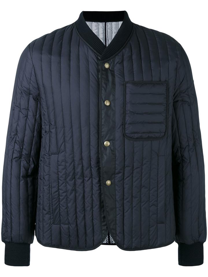Moncler Gamme Bleu - Ribbed Bomber Jacket - Men - Cotton/feather Down/polyamide/cupro - 3, Blue, Cotton/feather Down/polyamide/cupro
