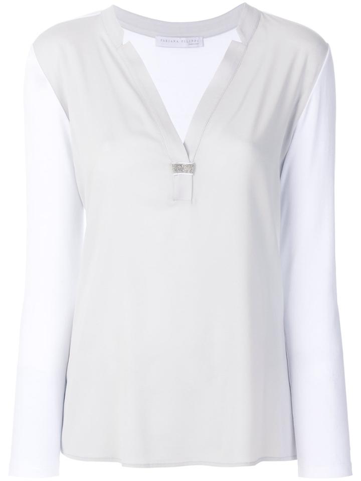 Fabiana Filippi V-neck Sheer Shirt - Grey