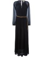 Michael Michael Kors Pleated Trim Chain Dress, Women's, Size: Medium, Blue, Polyester