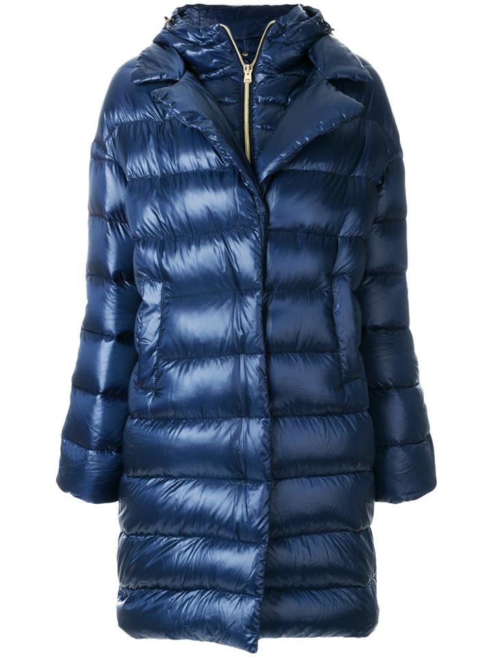 Herno Long Hooded Puffer Coat - Blue