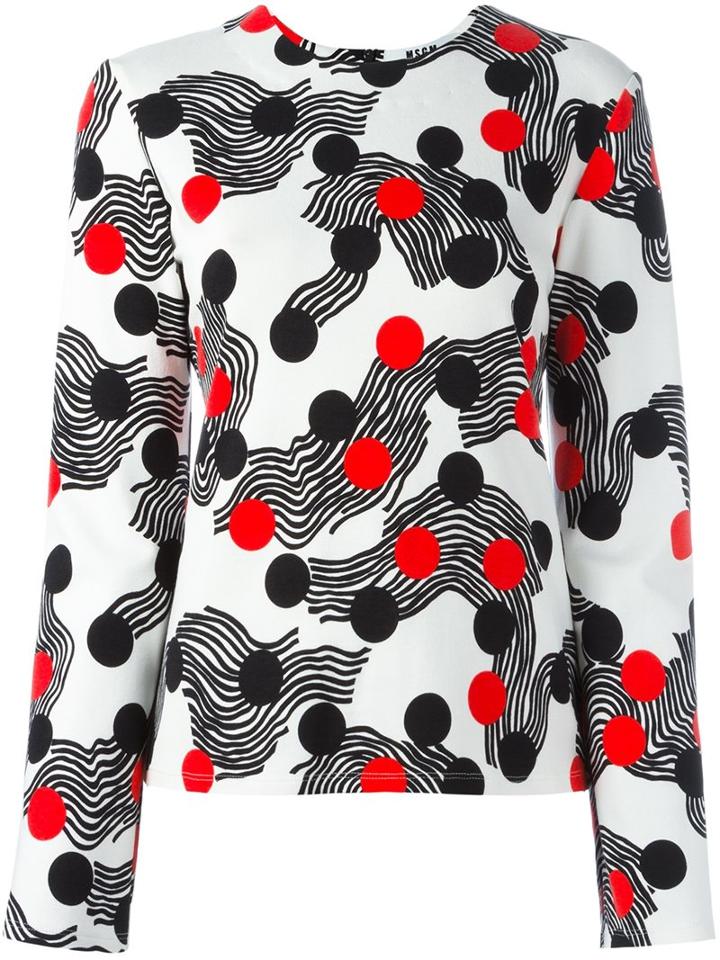Msgm Dot And Wave Print Top